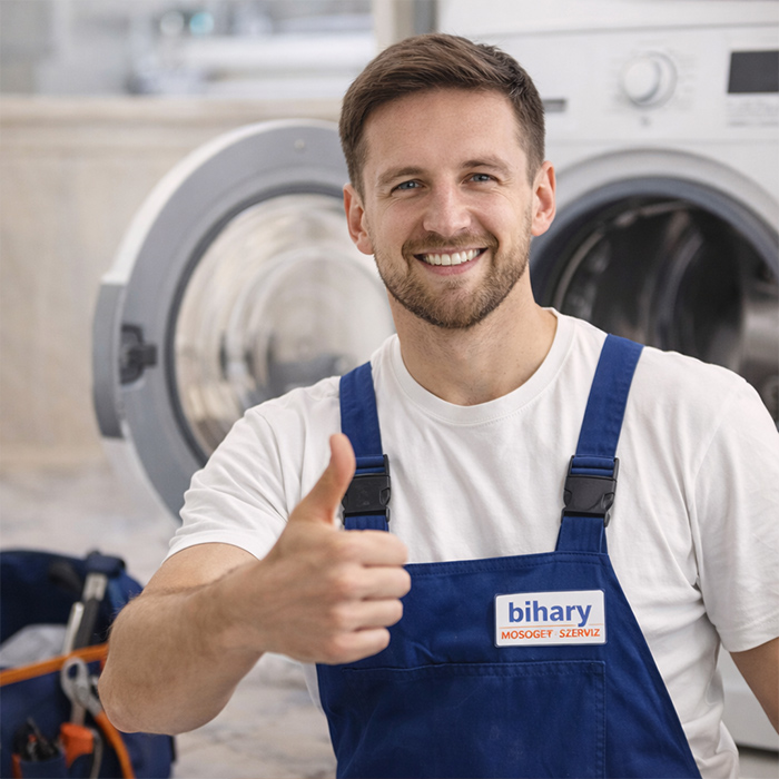 Mosógép szerelő munka közben